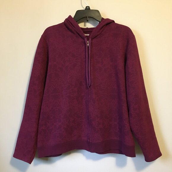 Hanes Burgundy Rococo Print Drawstring Sweater Hoodie - Picture 1 of 16